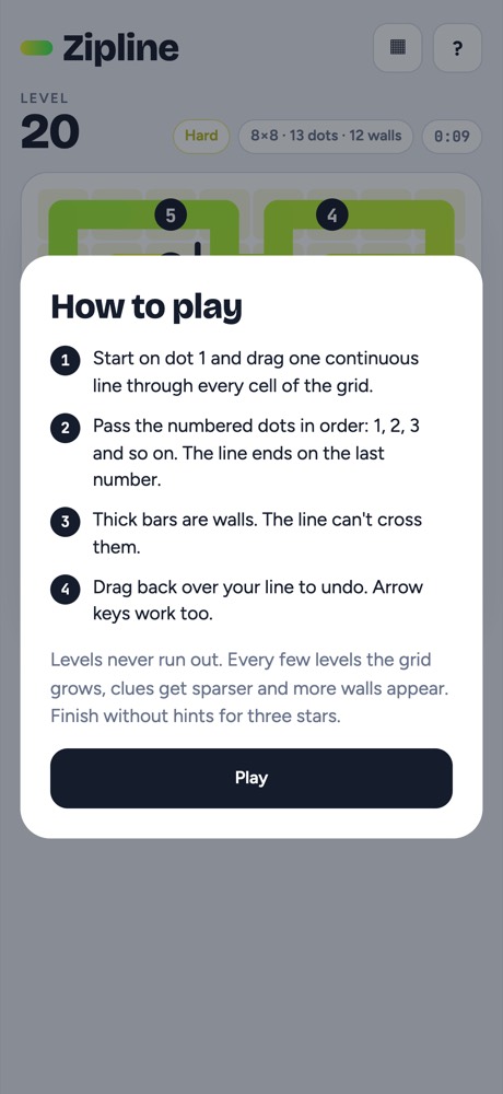 How to play sheet with the four rules